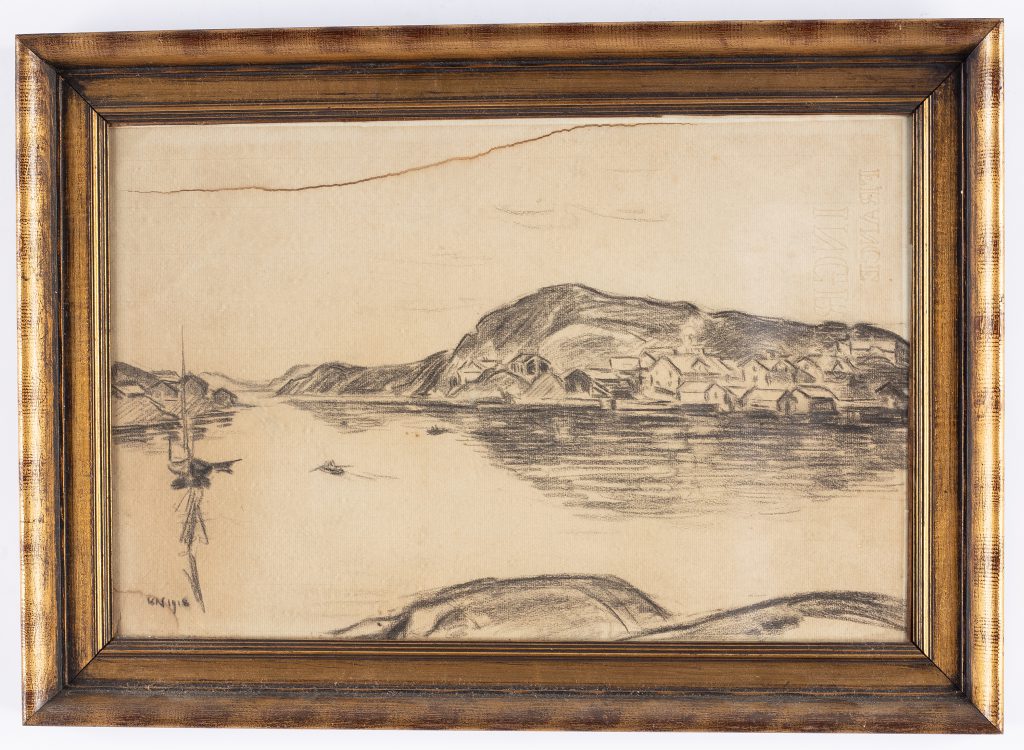 Från Kyrkesund 1918, kolteckning