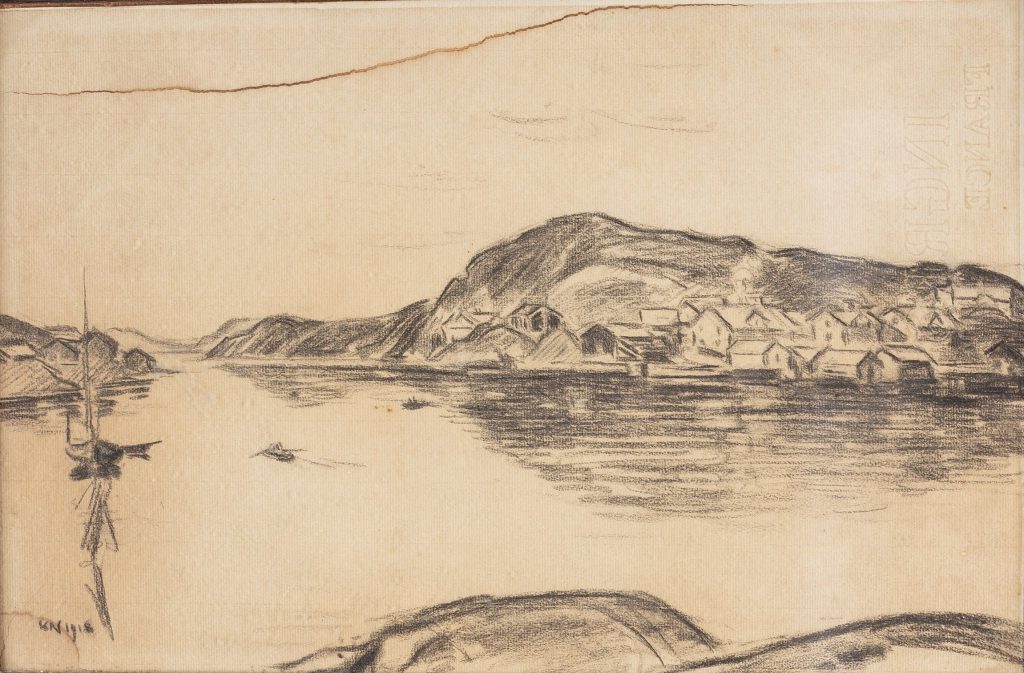 Från Kyrkesund. 1918, kolteckning